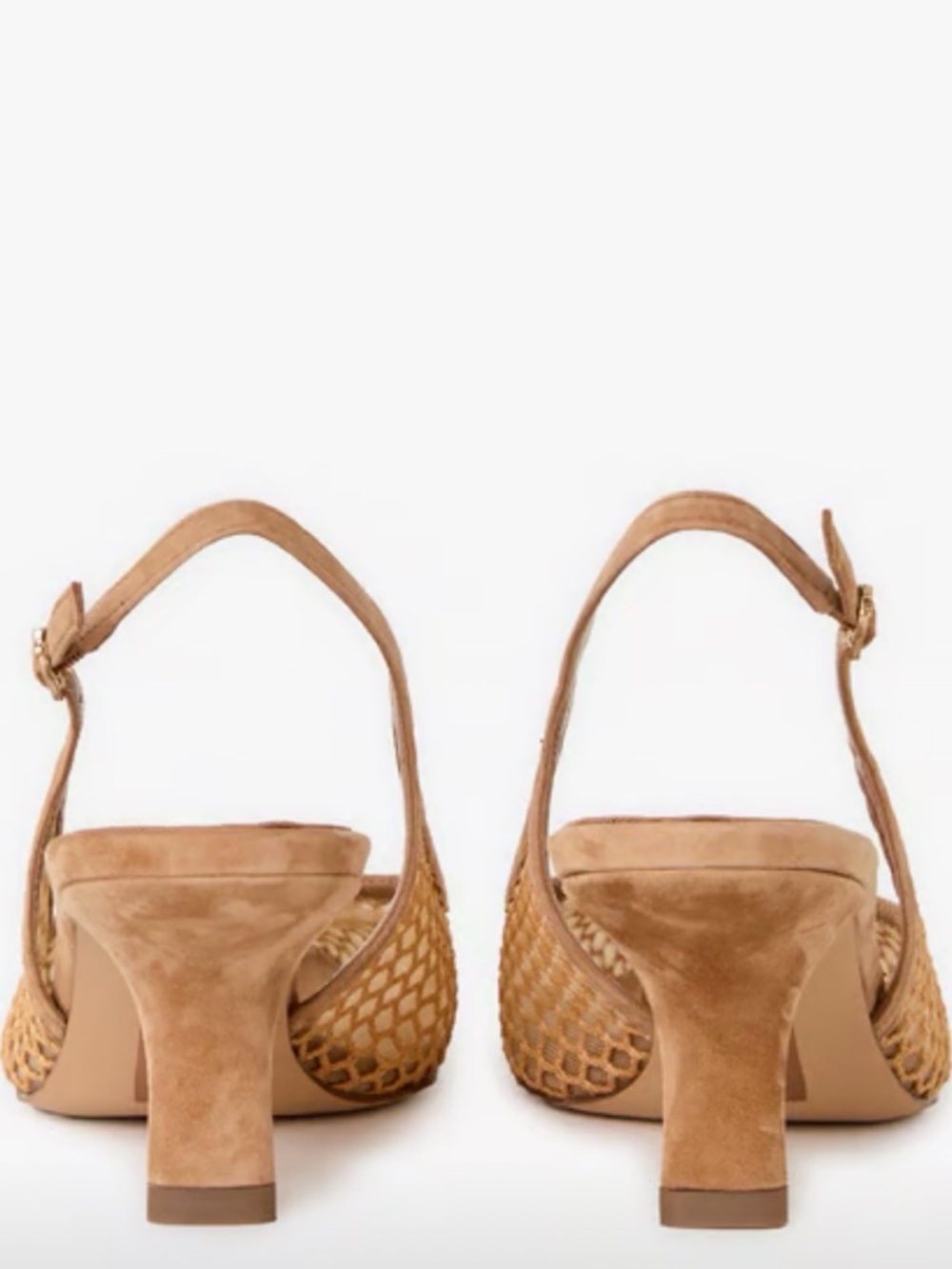 Sam Edelman Nude Beige Mesh Slingback Kitten Heels - Picture 4 of 11